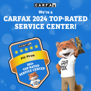 Home 5 Pit Pros Automotive awarded Carfax 2024 Top-Rated Service Center badge.